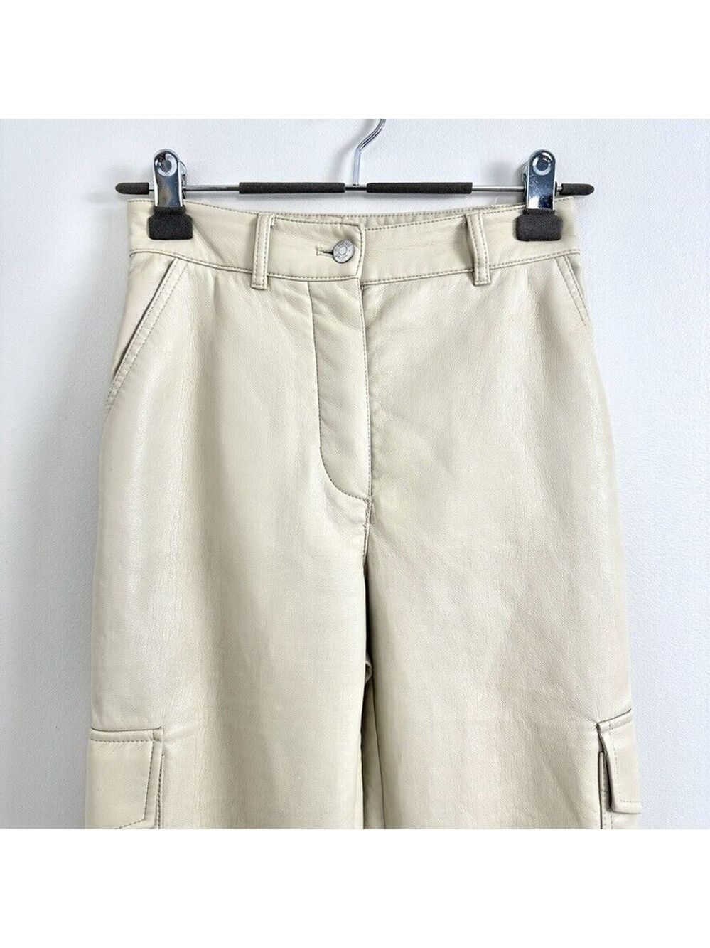 Wilfred Modern Cargo Pant Faux Leather Women's Size 0 Birch Beige - Picture 3 of 13